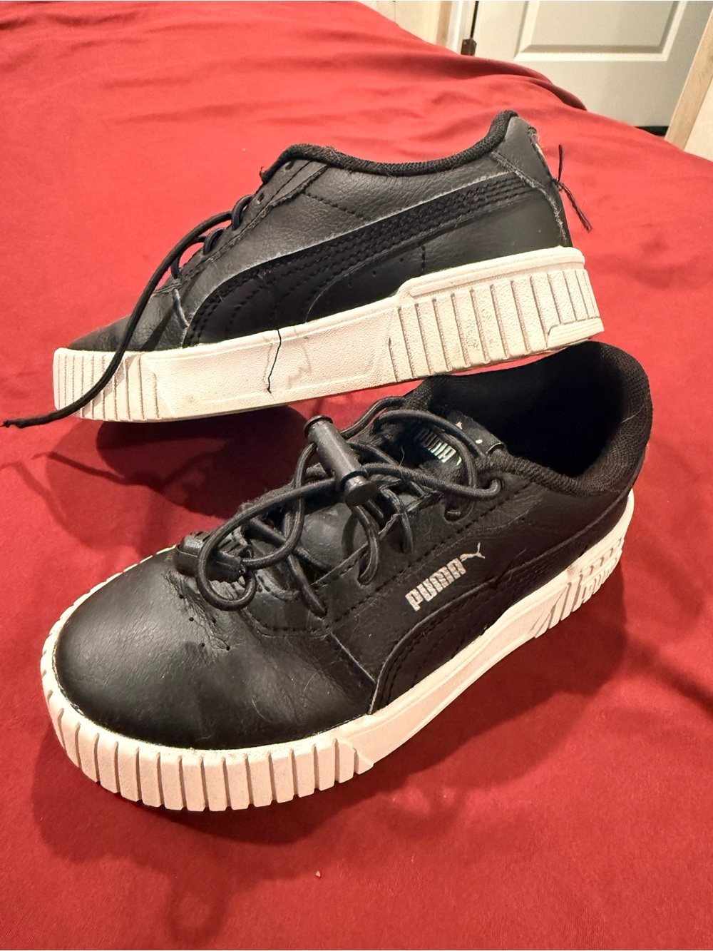 Puma Black Low-Top Platform Sneakers with White Sole